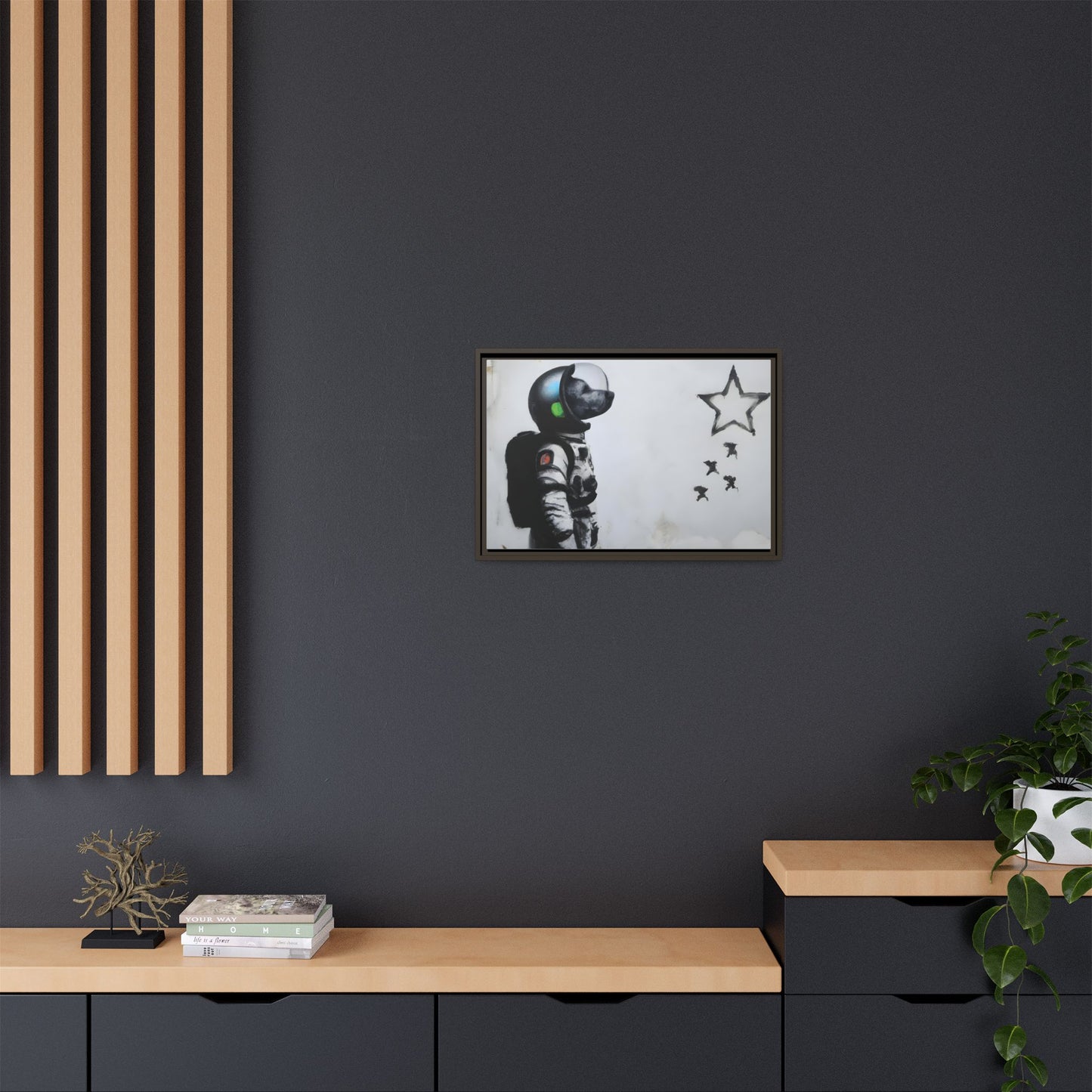 Astronaut Wall Art - Framed Matte Canvas Print for Dreamers and Space Enthusiasts