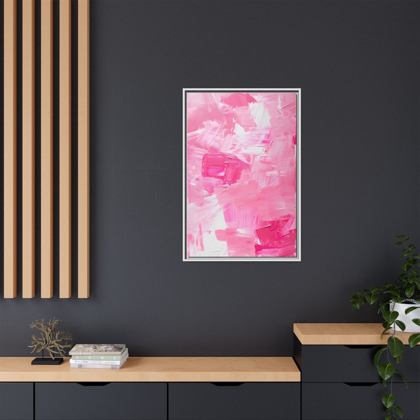 Framed Abstract Art Print, Modern Wall Decor for Home, Office, Pink Canvas, Chic Decor, Birthday Gift, Unique Artwork
