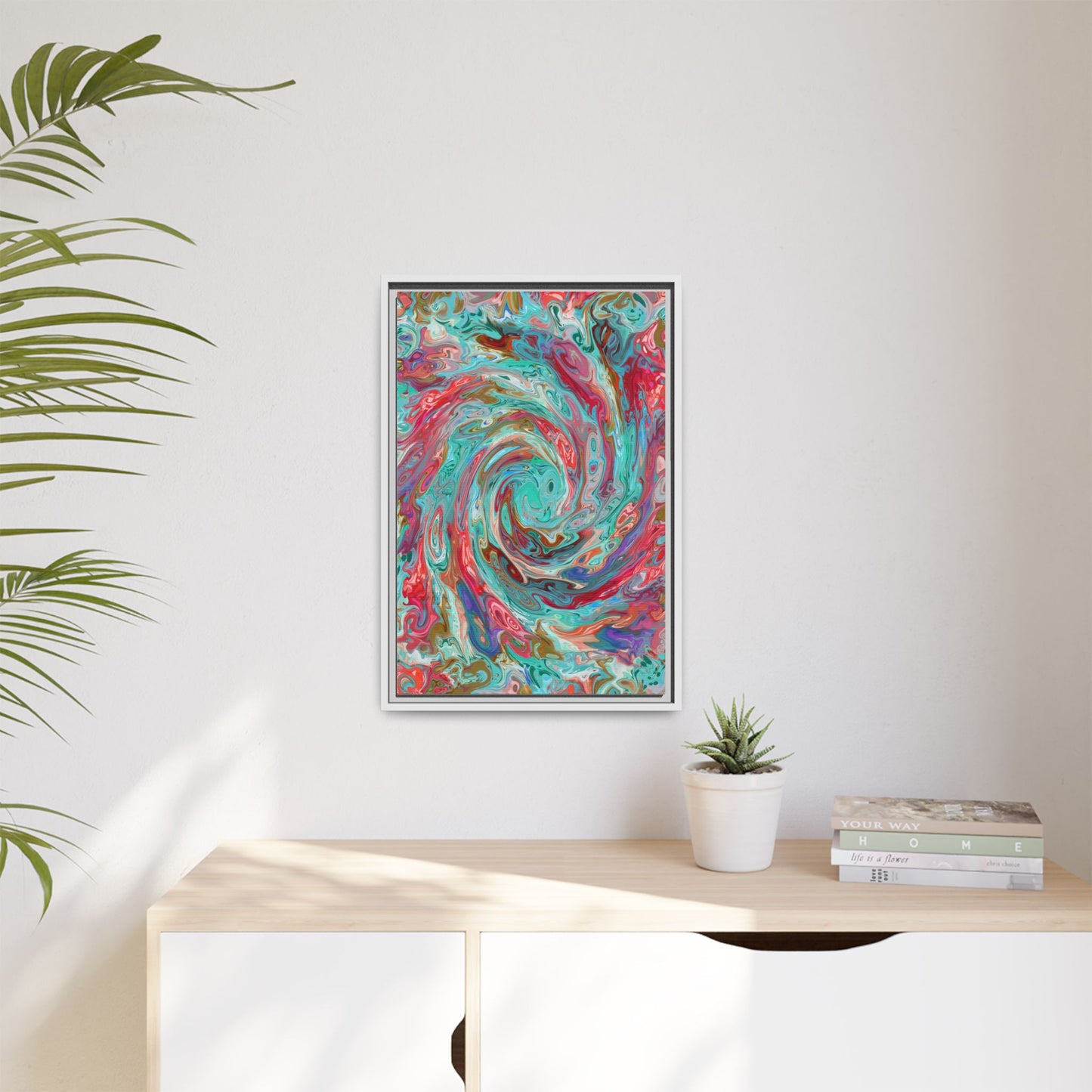 Vibrant Swirl Art Print - Multi-Color Framed Canvas Decor