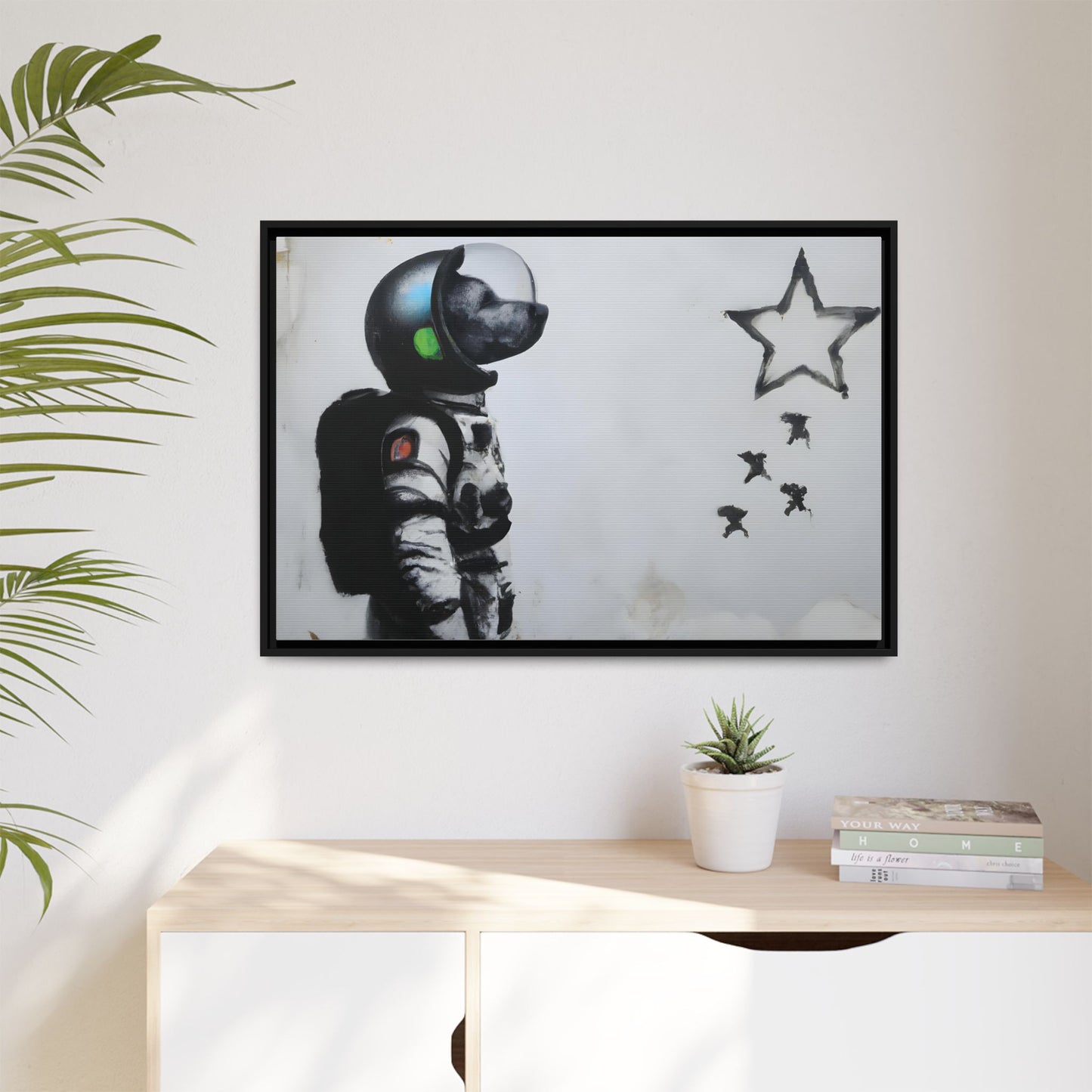 Astronaut Wall Art - Framed Matte Canvas Print for Dreamers and Space Enthusiasts