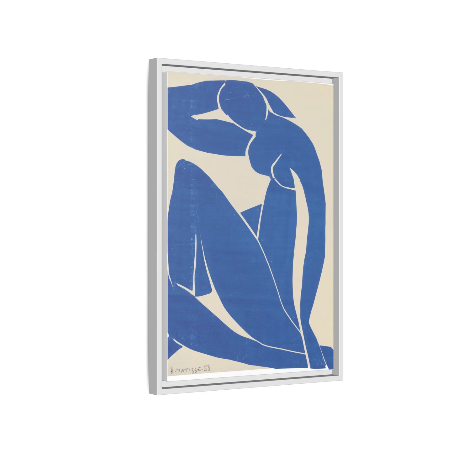Contemporary Framed Canvas Art - Blue Abstract Figure, Modern Home Decor, Gift for Art Lovers, Stylish Wall Art, Feminine Vibe