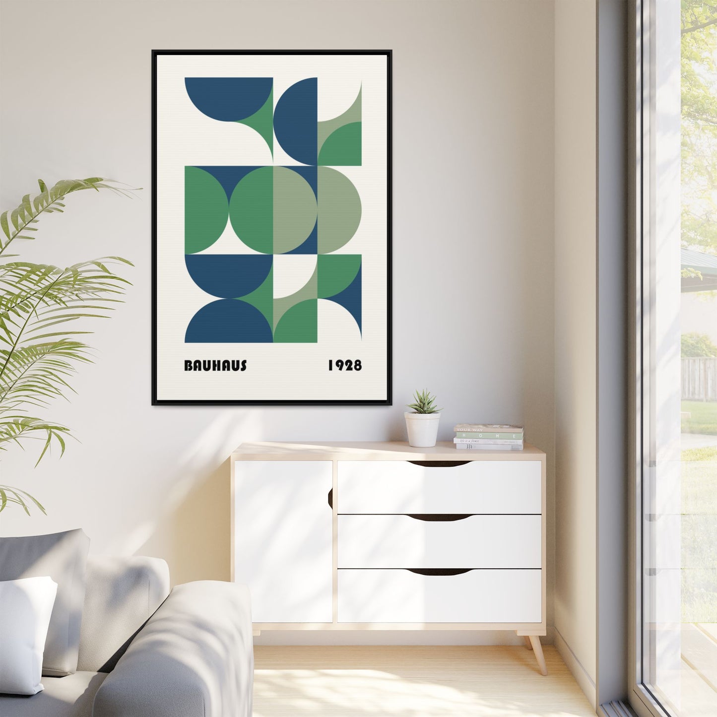 Modern Geometric Wall Art Print - Framed Multi-Color Canvas
