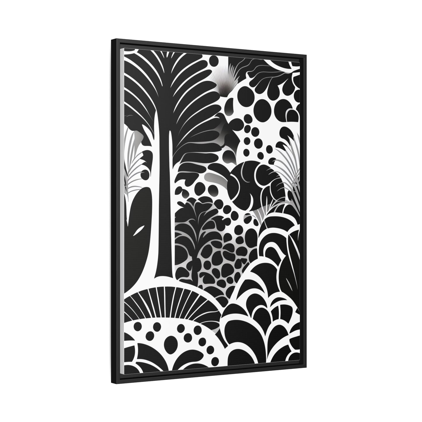 Black and White Framed Art Print, Modern Wall Décor, Minimalist Home Decoration, Botanical Canvas Artwork, Gift for Art Lovers