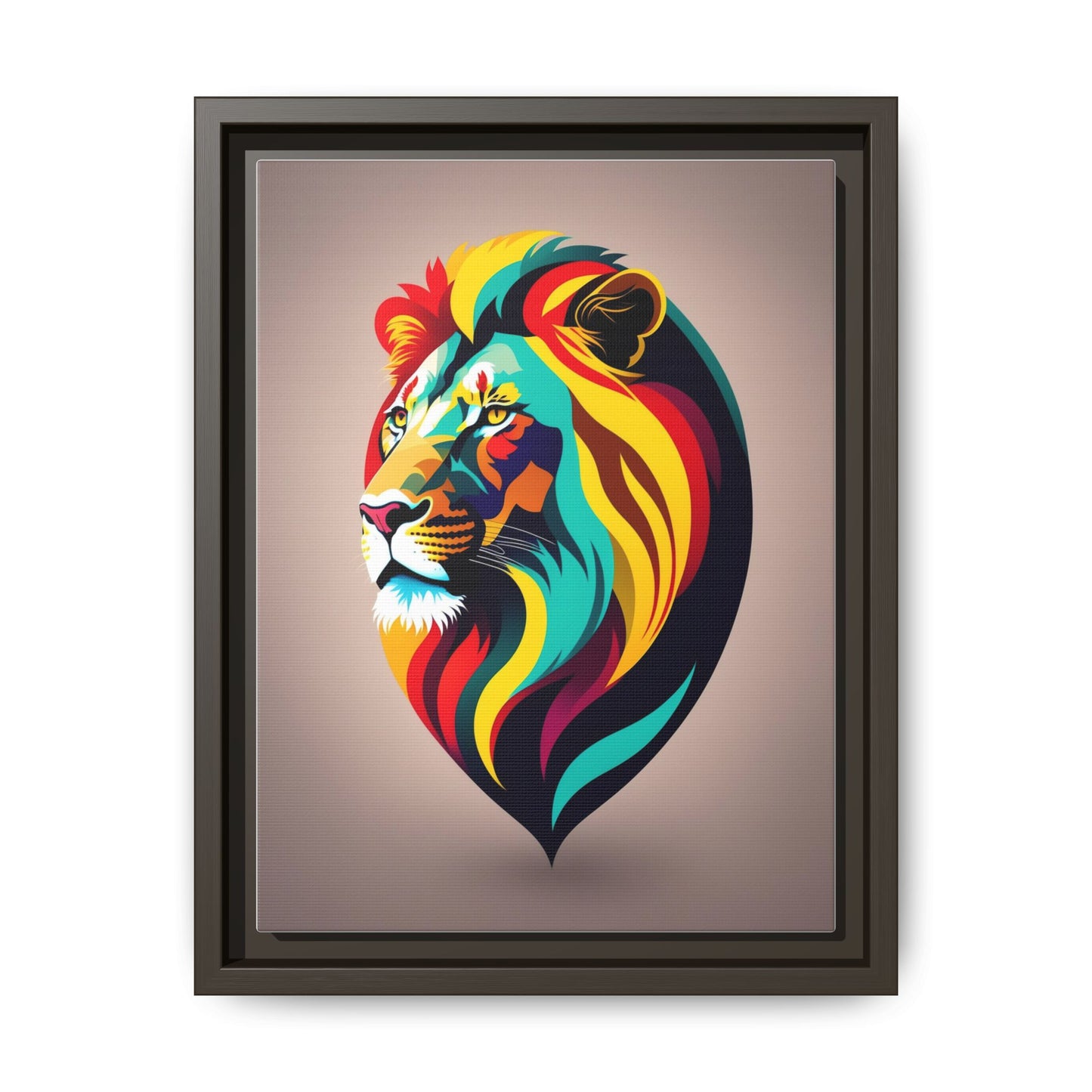 Vibrant Lion Canvas Wall Art, Framed Art Print, Colorful Animal Decor, Living Room Art, Unique Gift Idea