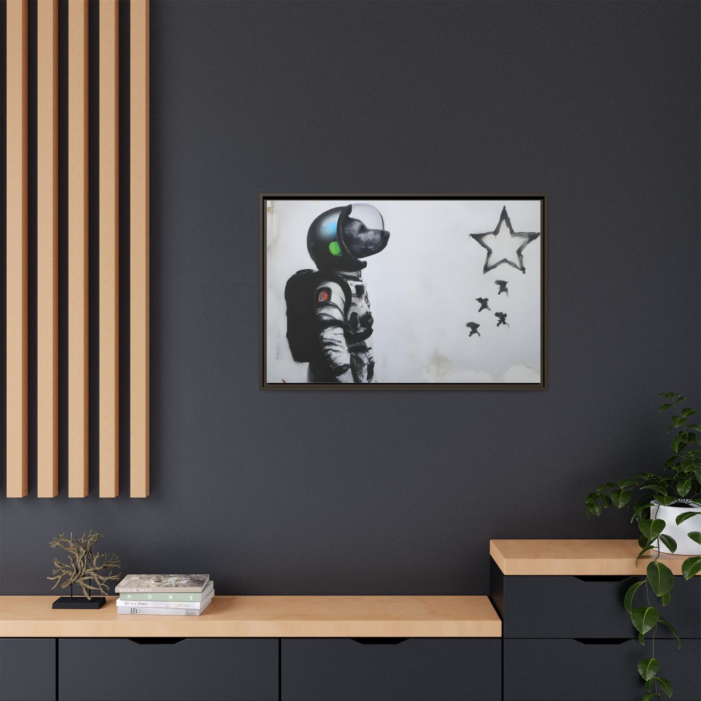 Astronaut Wall Art - Framed Matte Canvas Print for Dreamers and Space Enthusiasts