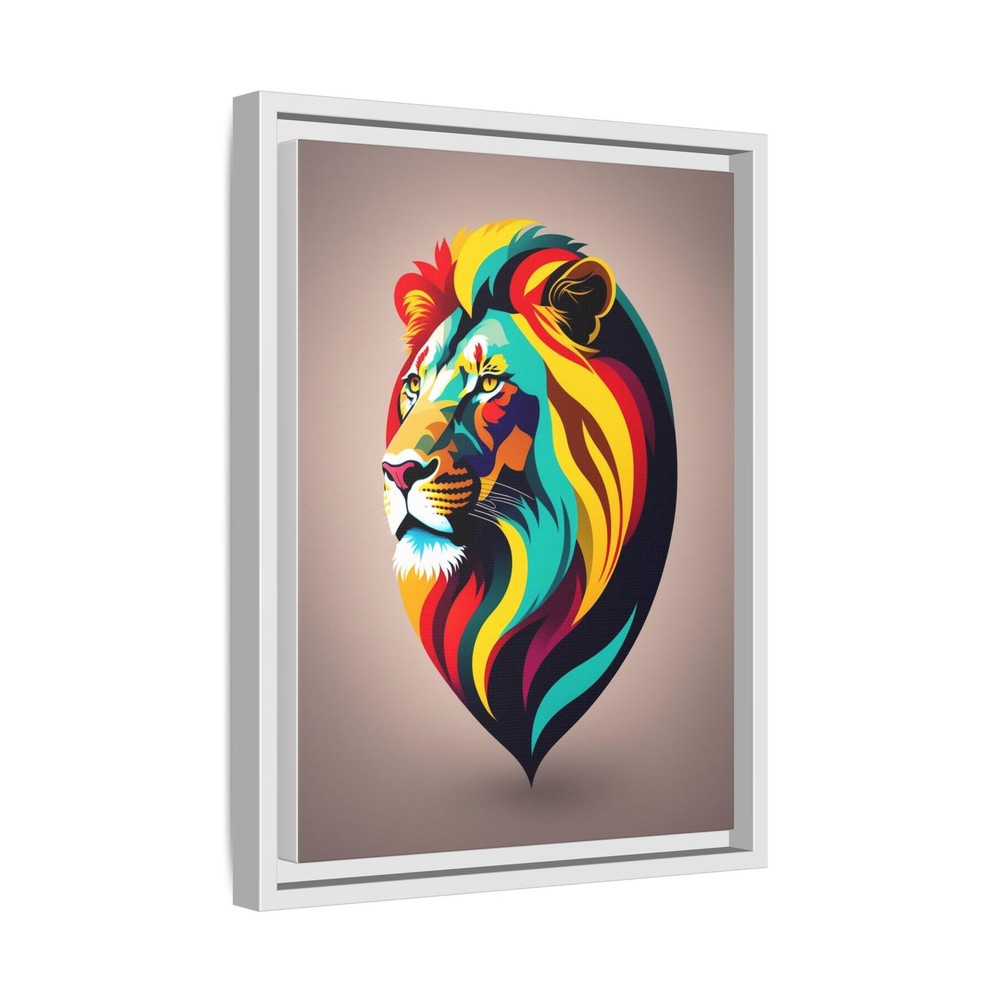 Vibrant Lion Canvas Wall Art, Framed Art Print, Colorful Animal Decor, Living Room Art, Unique Gift Idea