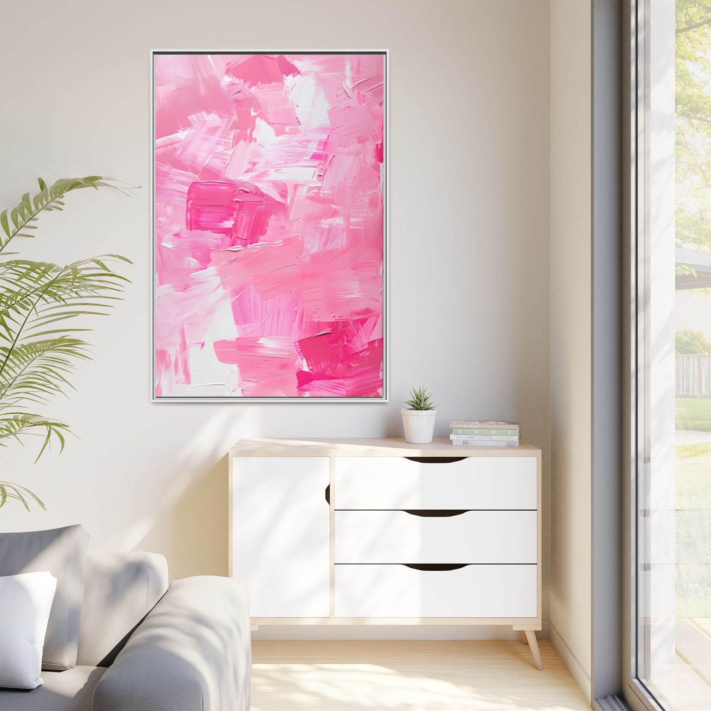 Framed Abstract Art Print, Modern Wall Decor for Home, Office, Pink Canvas, Chic Decor, Birthday Gift, Unique Artwork