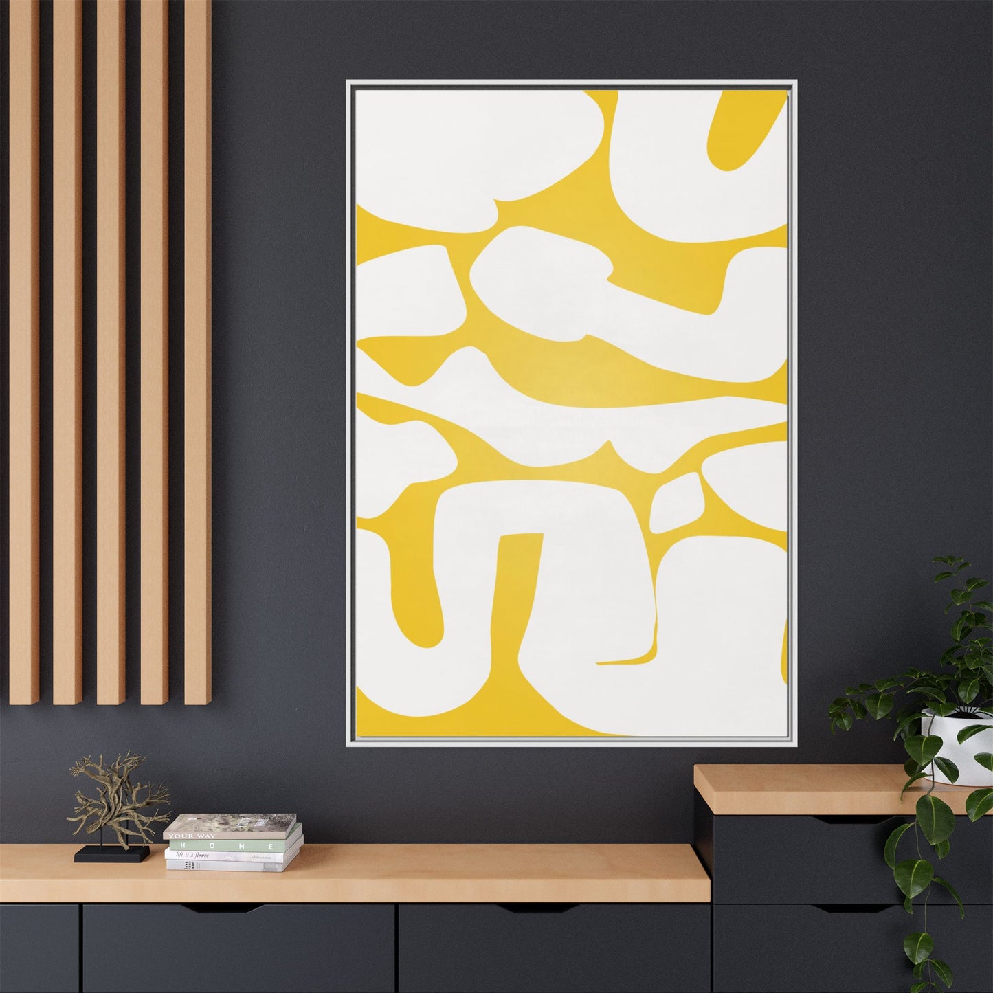 Abstract Yellow Art Print - Framed Matte Canvas Wall Decor