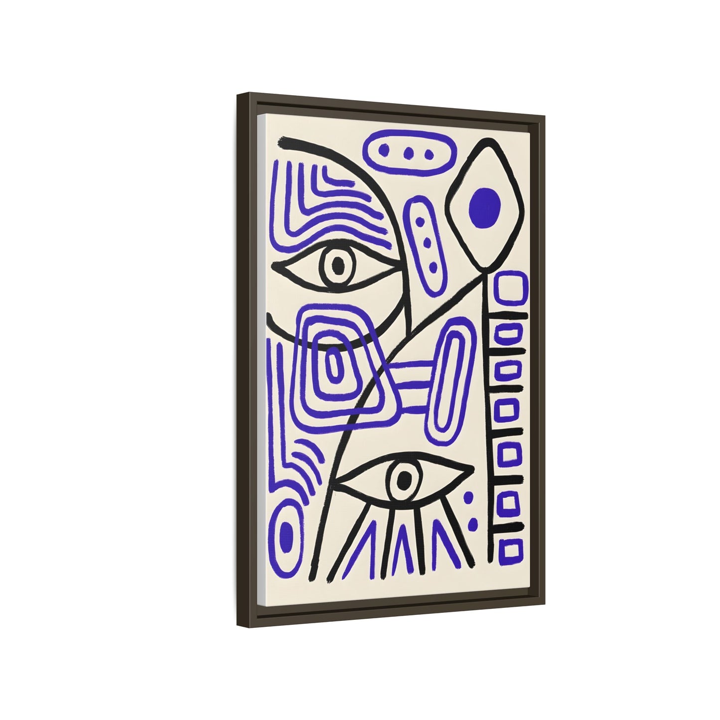 Abstract Line Art Canvas Print - Modern Black and Purple Framed Artwork