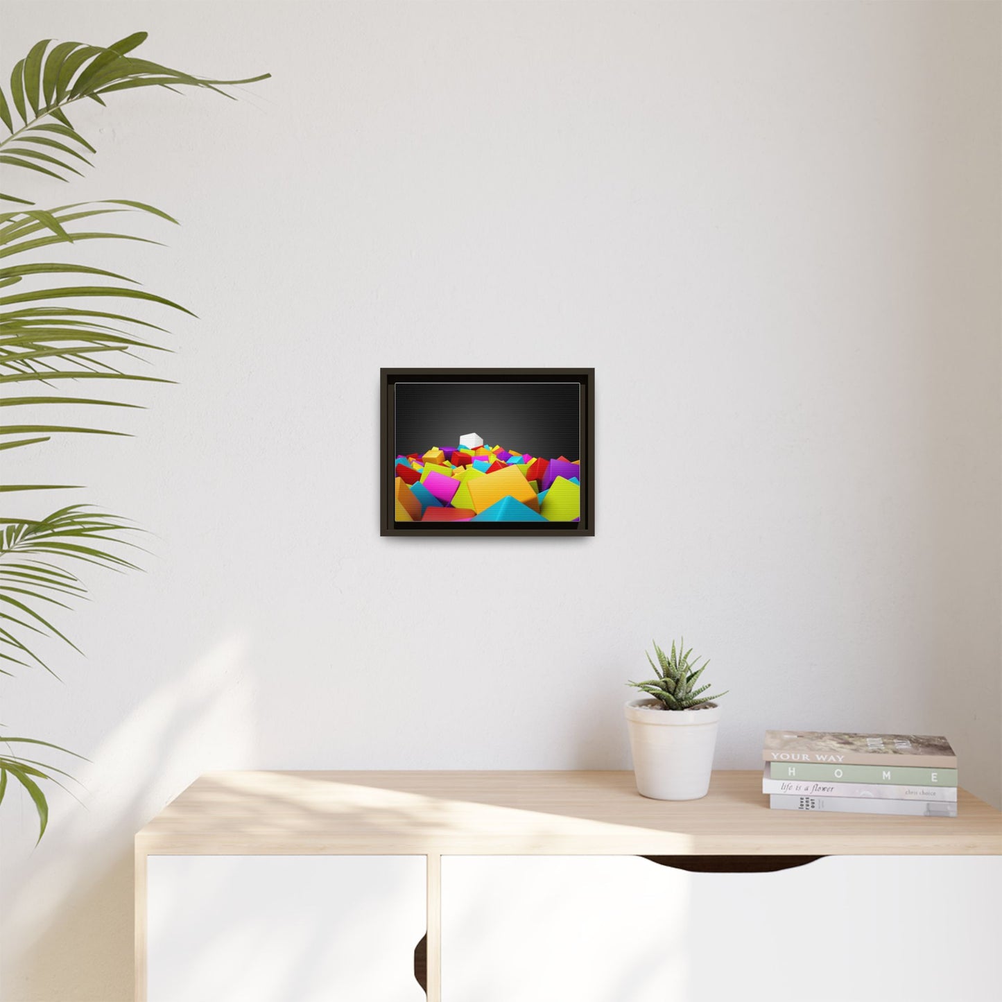 Vibrant Multi-Color Framed Canvas Art - Modern Geometric Decor