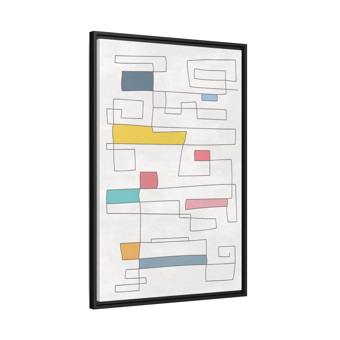 Abstract Line Art Framed Canvas - Modern Multi-Color Wall Decor