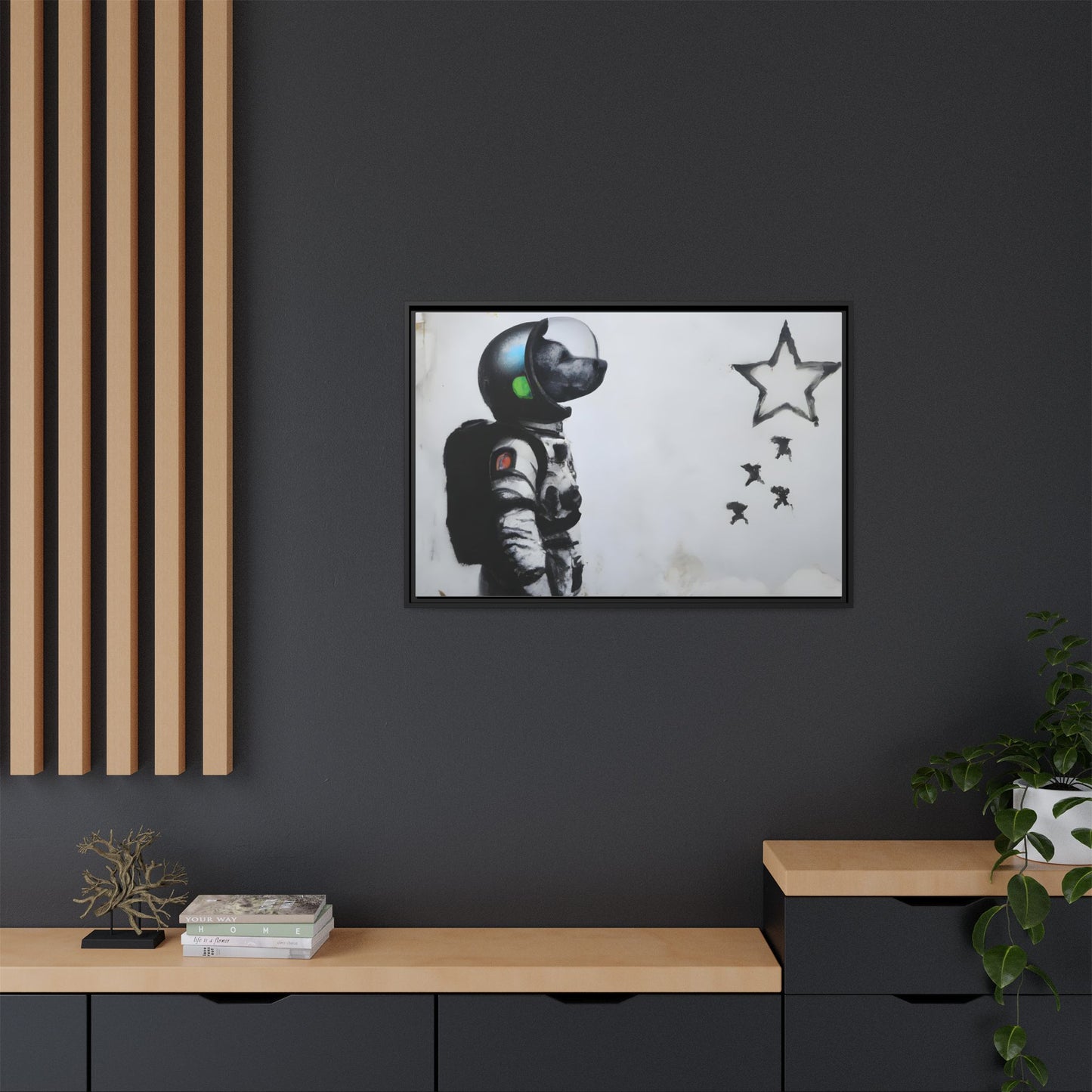 Astronaut Wall Art - Framed Matte Canvas Print for Dreamers and Space Enthusiasts