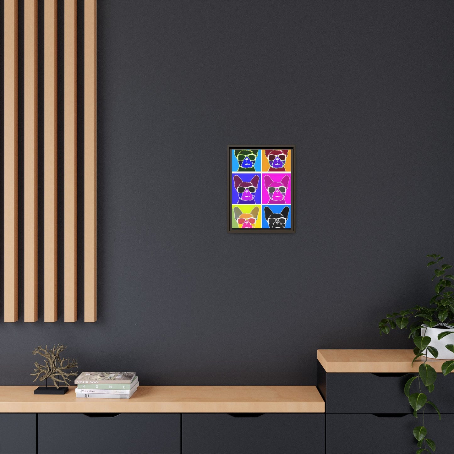 Colorful Dog Art Print - Framed Matte Canvas