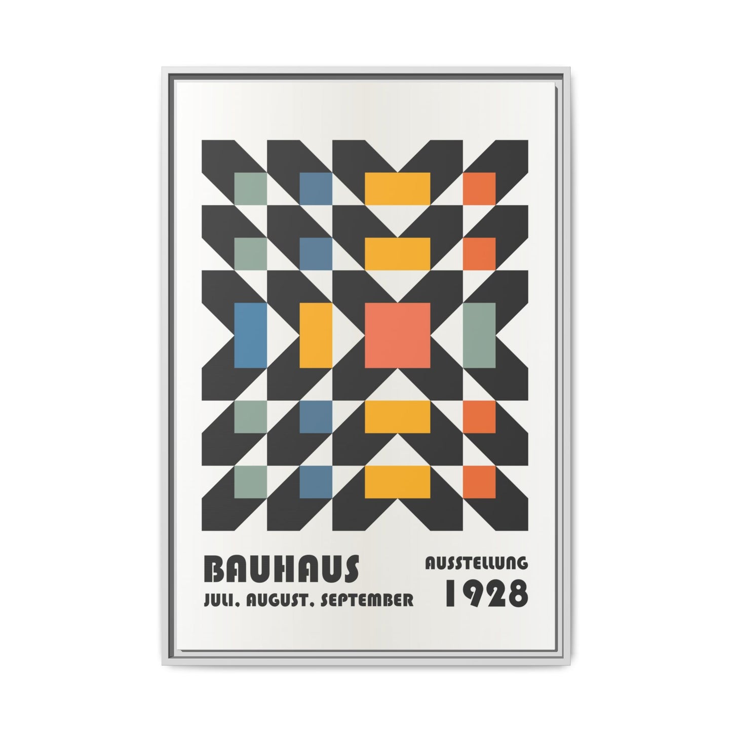 Bauhaus-Inspired Framed Canvas Art - Retro Multi-Color Wall Decor