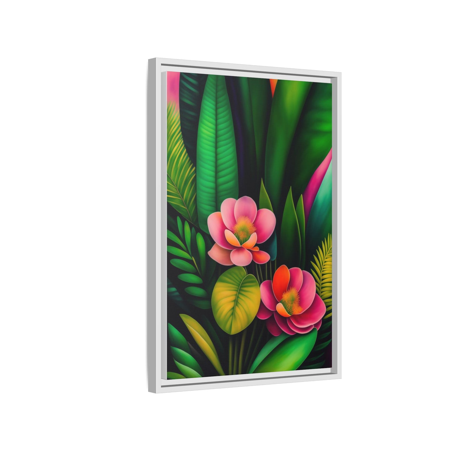 Vibrant Floral Wall Art, Framed Canvas Print, Tropical Decor, Bright Home Aesthetic, Gift for Nature Lovers, Botanical Artwork