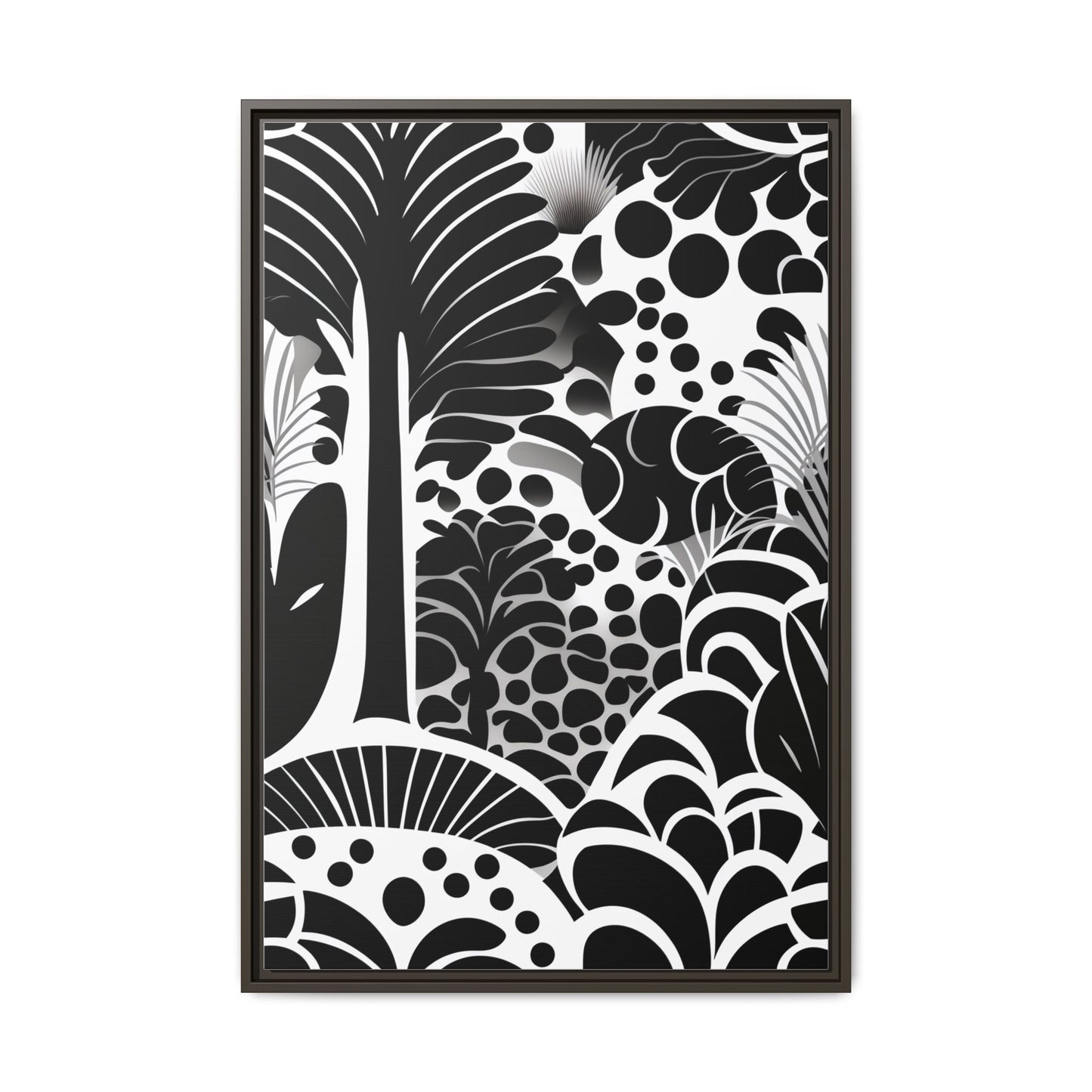 Black and White Framed Art Print, Modern Wall Décor, Minimalist Home Decoration, Botanical Canvas Artwork, Gift for Art Lovers