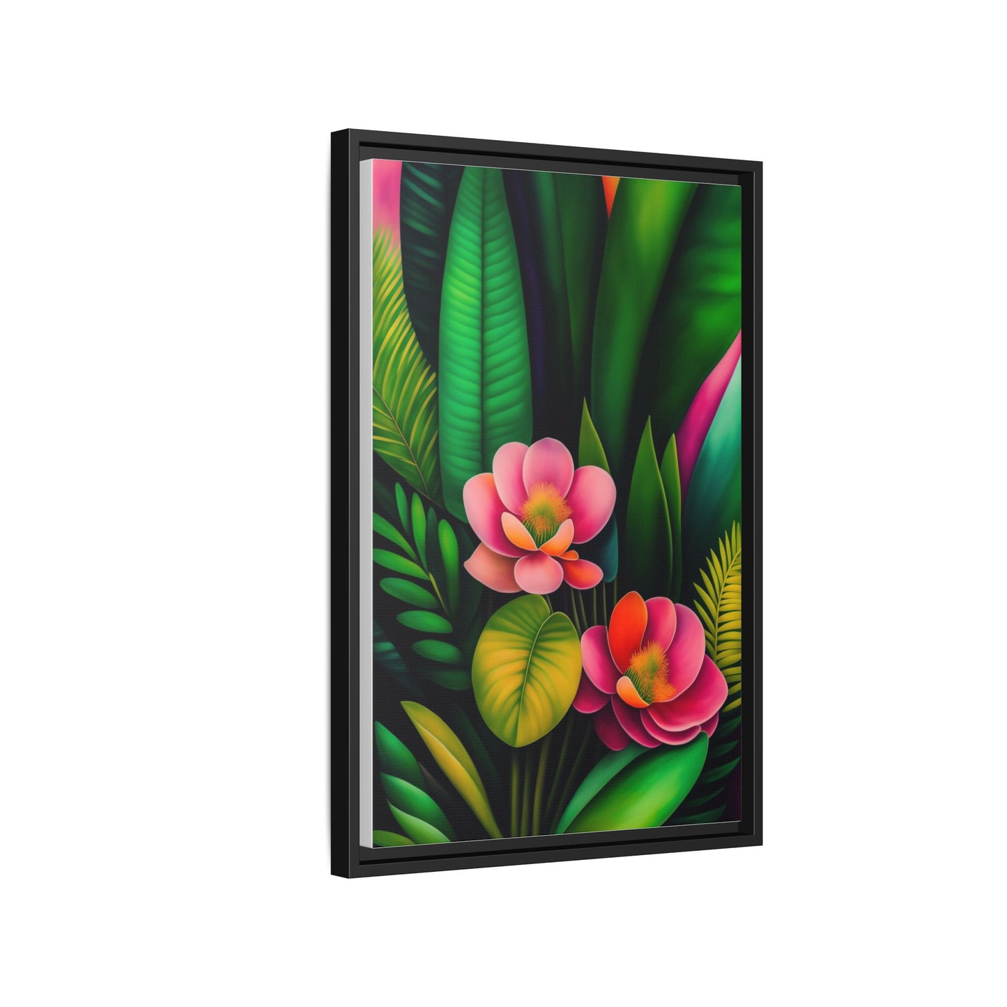 Vibrant Floral Wall Art, Framed Canvas Print, Tropical Decor, Bright Home Aesthetic, Gift for Nature Lovers, Botanical Artwork