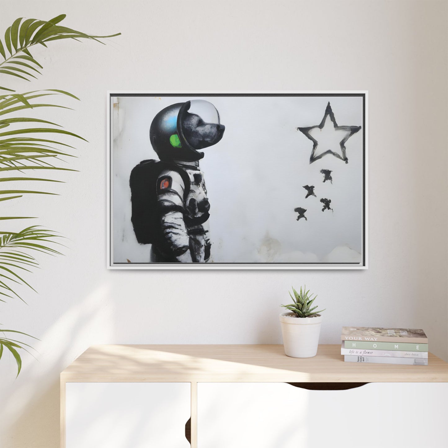 Astronaut Wall Art - Framed Matte Canvas Print for Dreamers and Space Enthusiasts