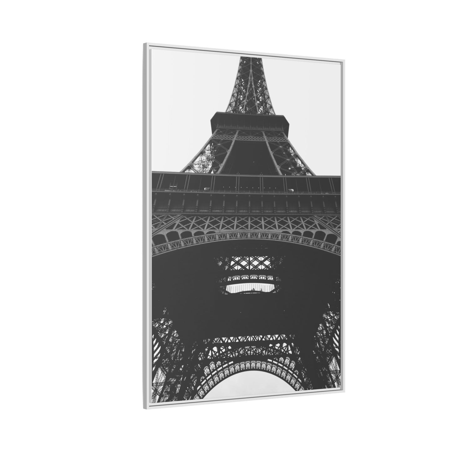 Eiffel Tower Matte Canvas Wall Art - Framed Black and White Decor