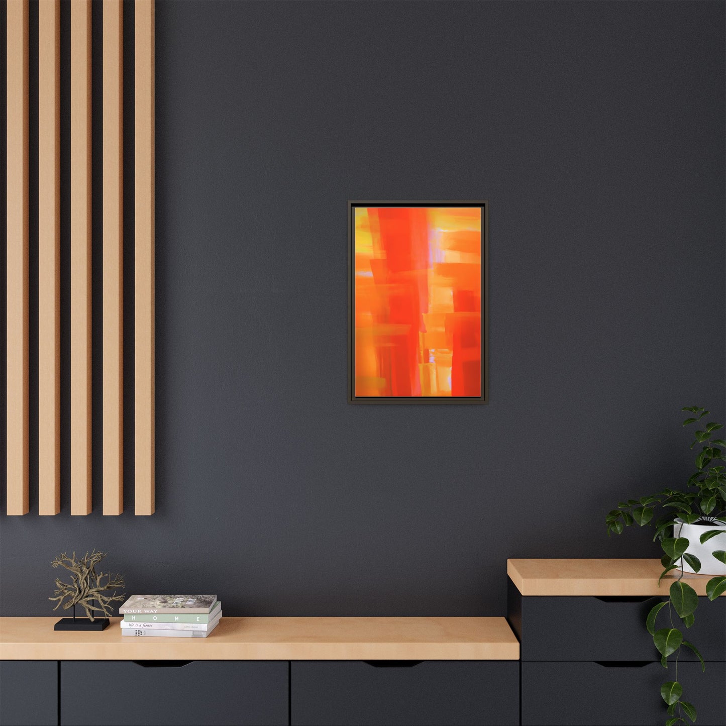 Vibrant Framed Canvas Art - Abstract Multi-Color Decor