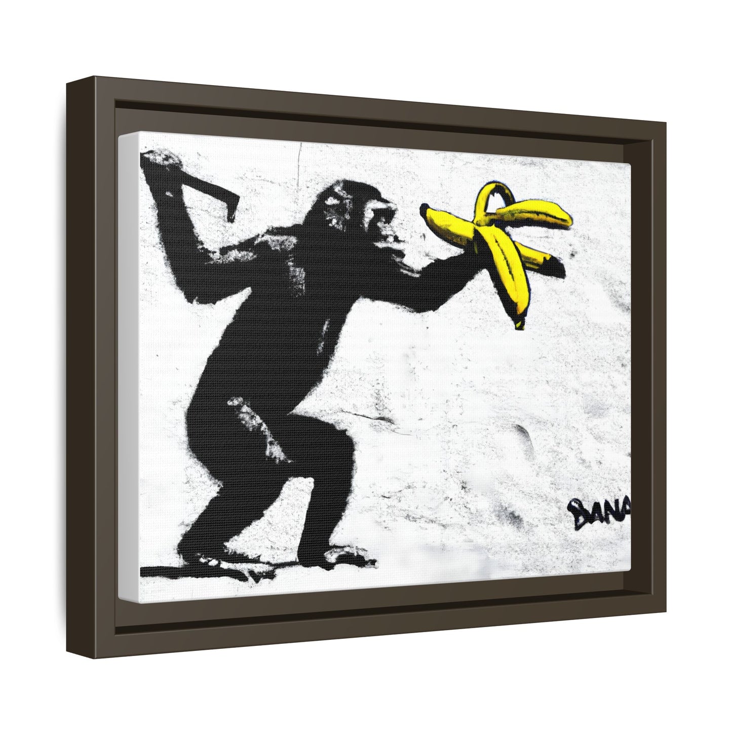Framed Canvas Art - Playful Monkey with Bananas | Whimsical Wall Decor for Home & Office
