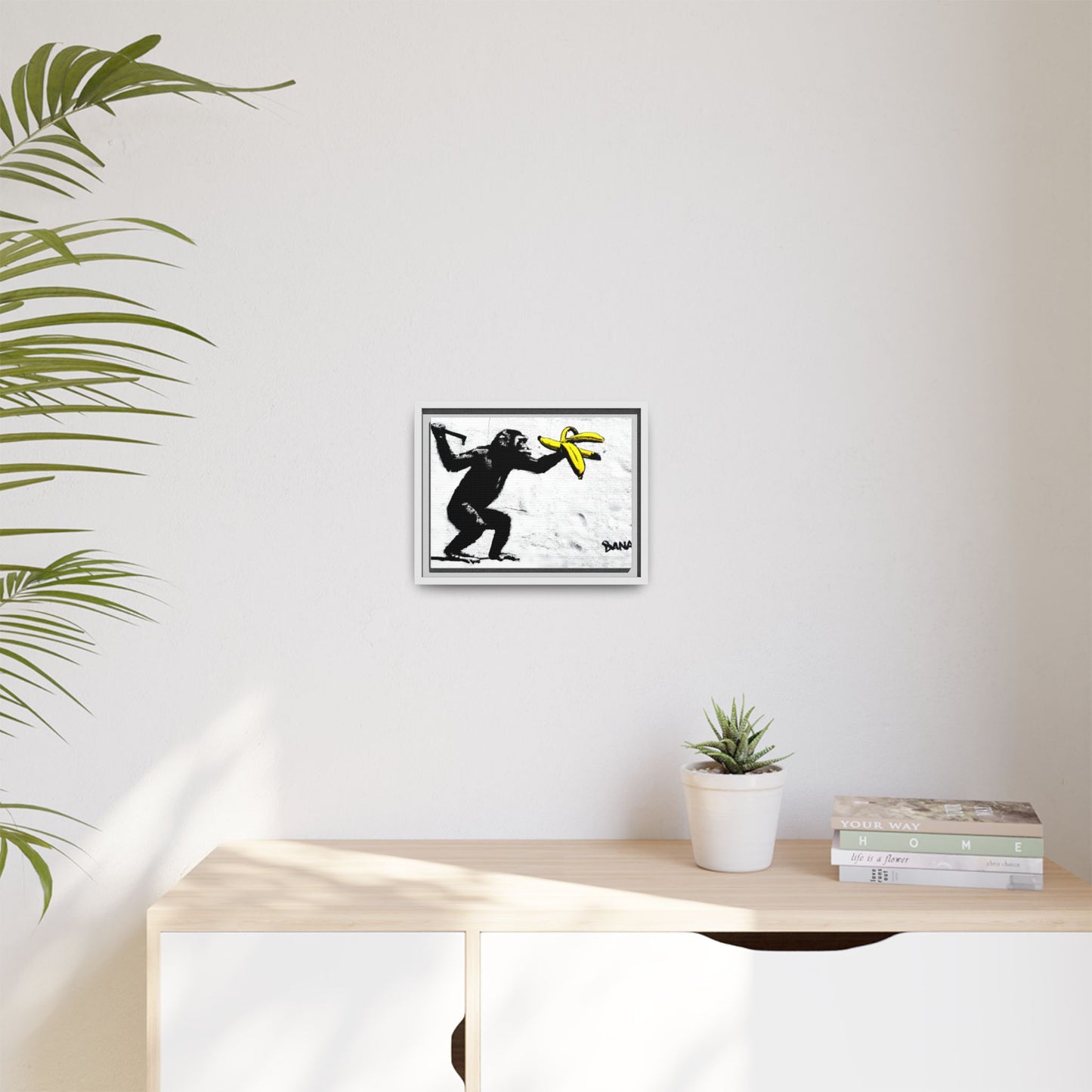 Framed Canvas Art - Playful Monkey with Bananas | Whimsical Wall Decor for Home & Office