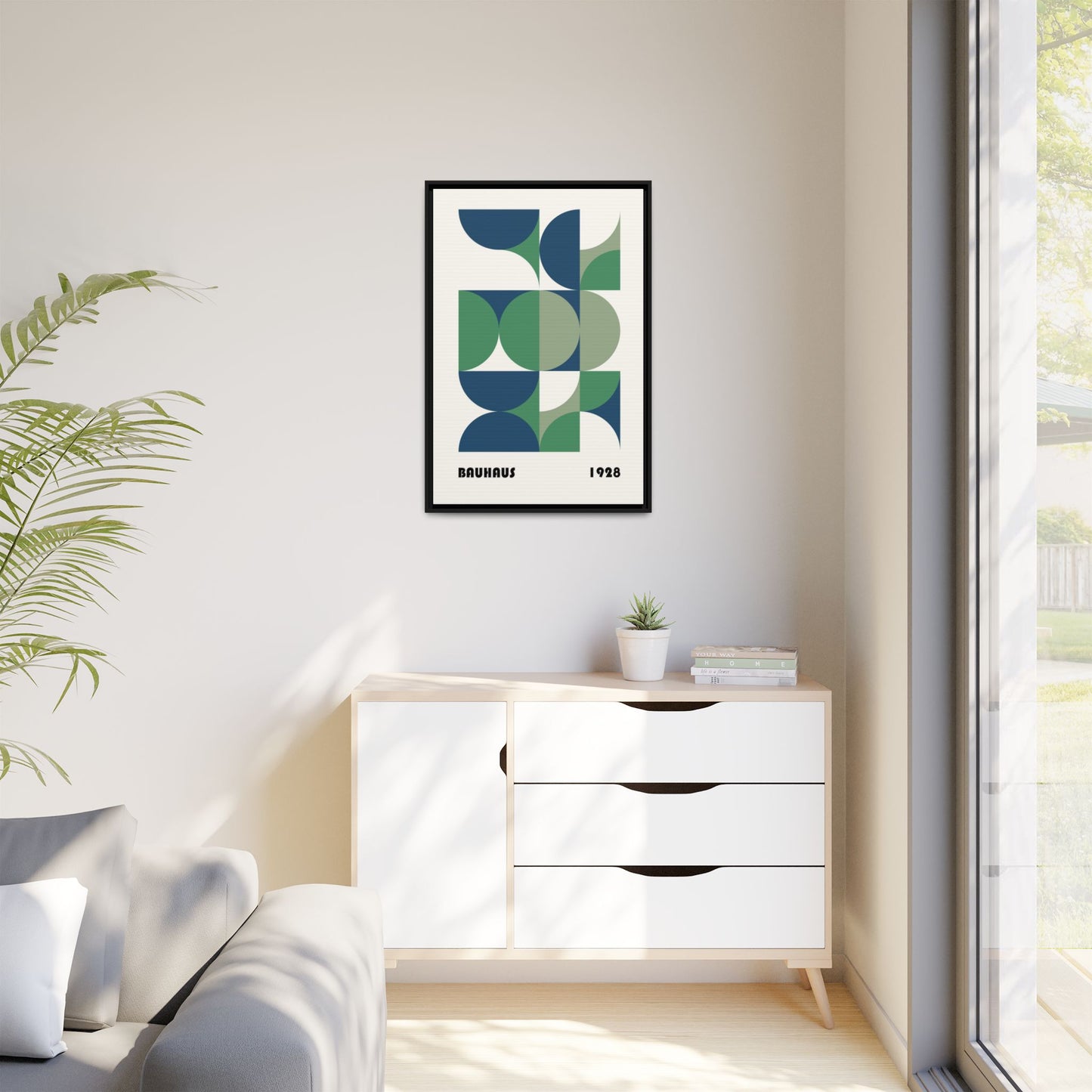 Modern Geometric Wall Art Print - Framed Multi-Color Canvas