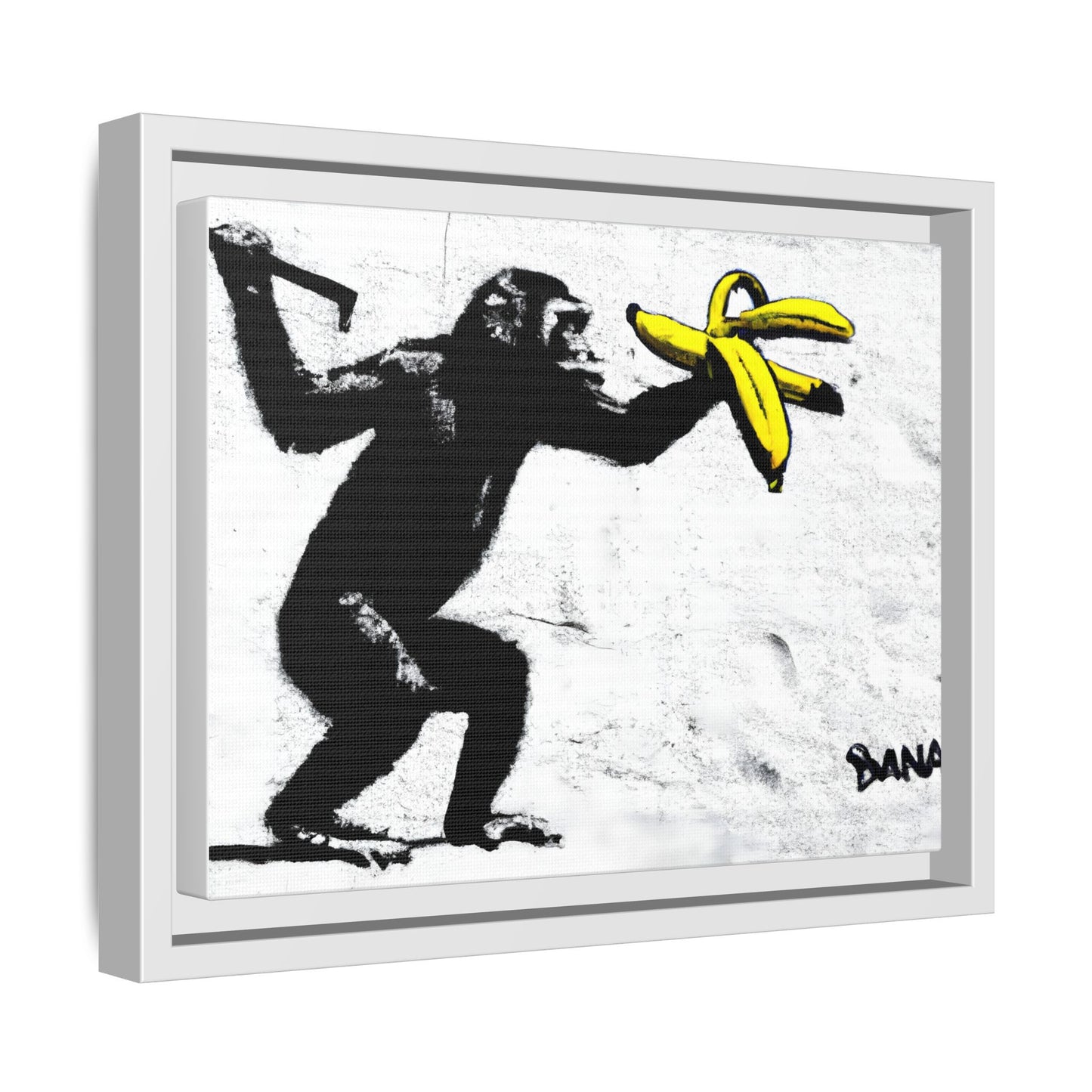 Framed Canvas Art - Playful Monkey with Bananas | Whimsical Wall Decor for Home & Office