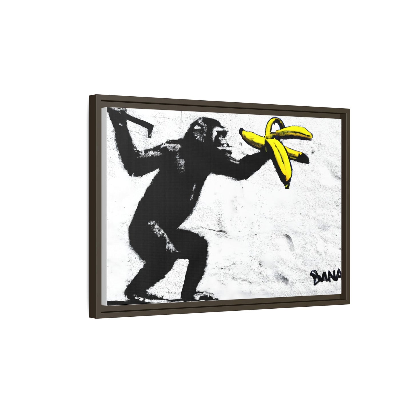 Framed Canvas Art - Playful Monkey with Bananas | Whimsical Wall Decor for Home & Office