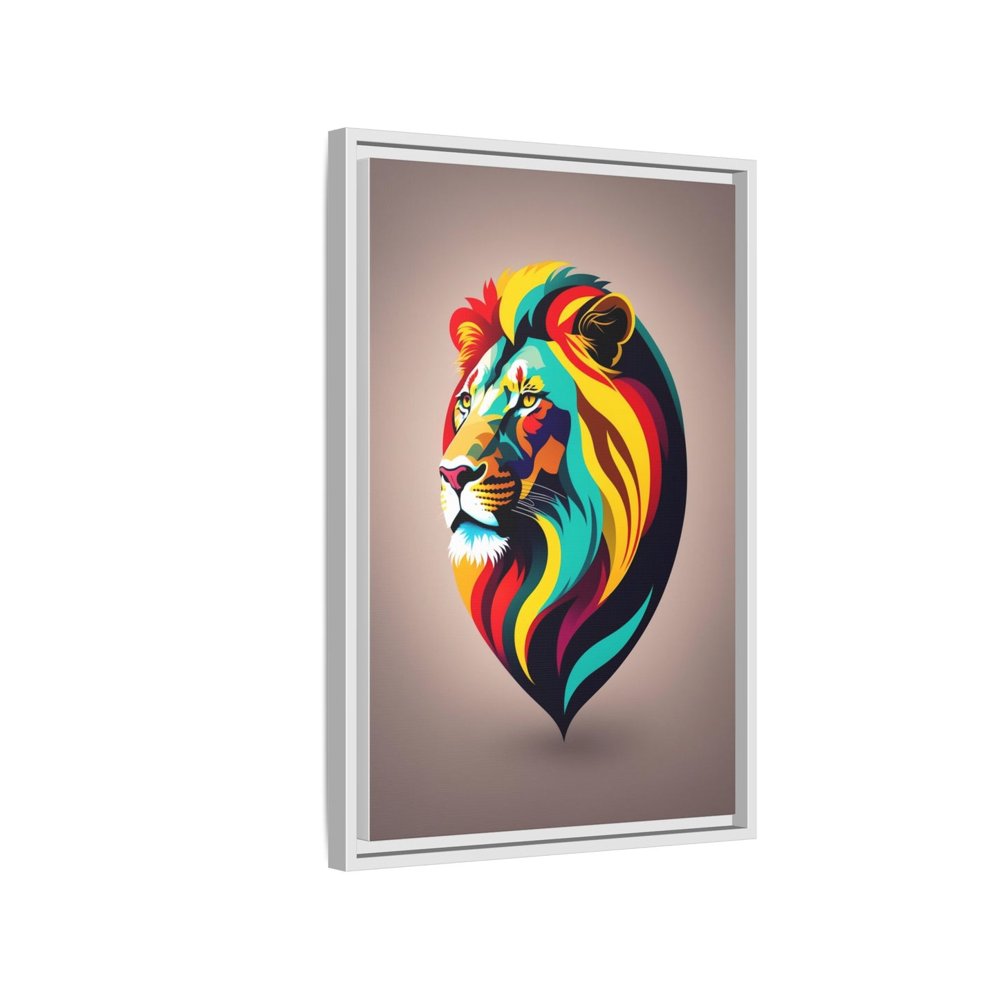 Vibrant Lion Canvas Wall Art, Framed Art Print, Colorful Animal Decor, Living Room Art, Unique Gift Idea