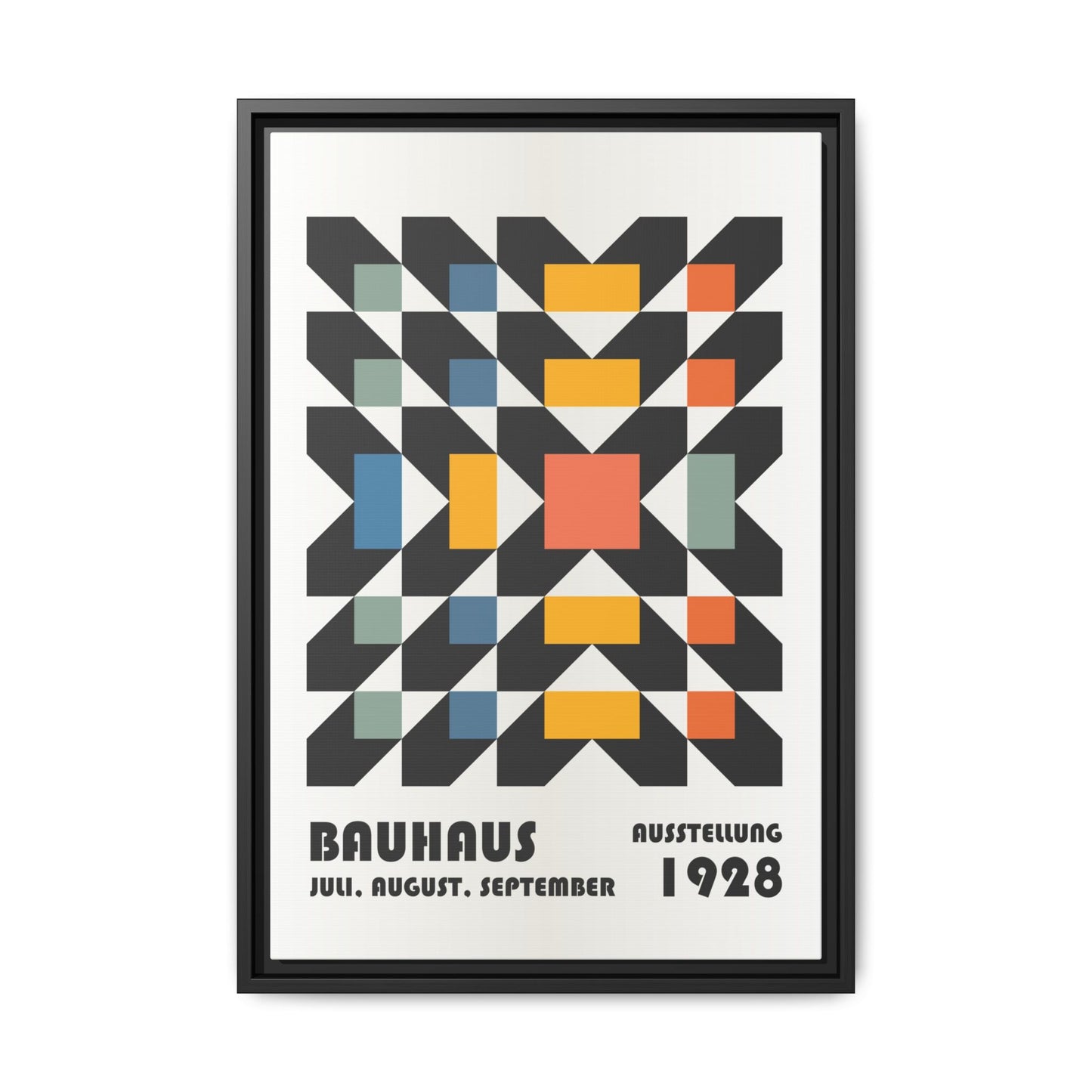 Bauhaus-Inspired Framed Canvas Art - Retro Multi-Color Wall Decor