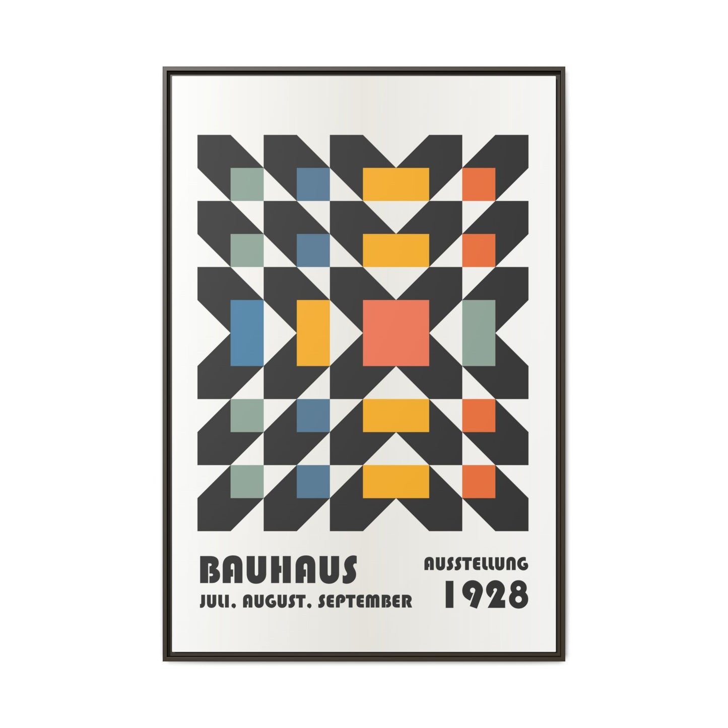Bauhaus-Inspired Framed Canvas Art - Retro Multi-Color Wall Decor