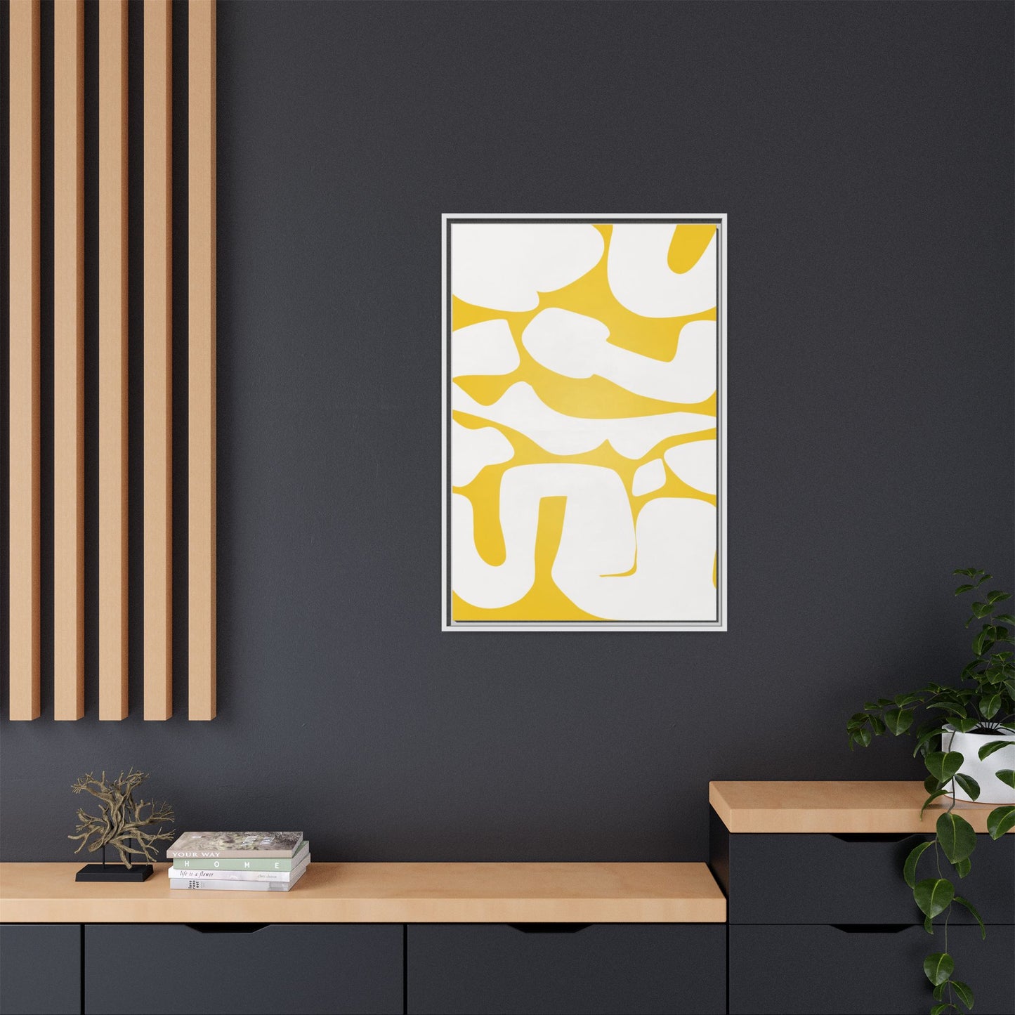 Abstract Yellow Art Print - Framed Matte Canvas Wall Decor