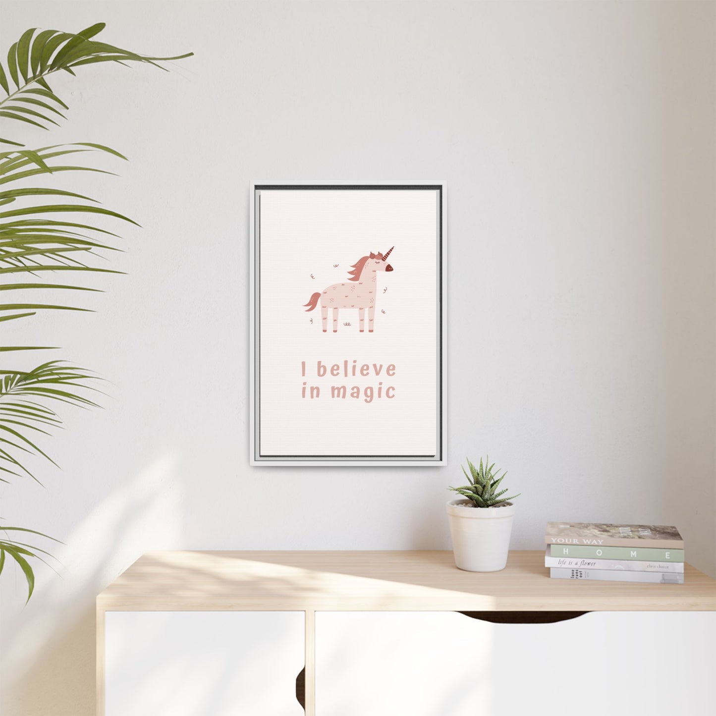 Framed Unicorn Art Print, Magical Home Decor for Kids, Whimsical Nursery Wall Art, Belief in Magic Poster, Gift for Unicorn Lovers