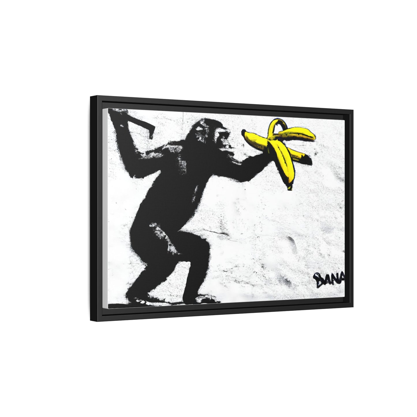 Framed Canvas Art - Playful Monkey with Bananas | Whimsical Wall Decor for Home & Office