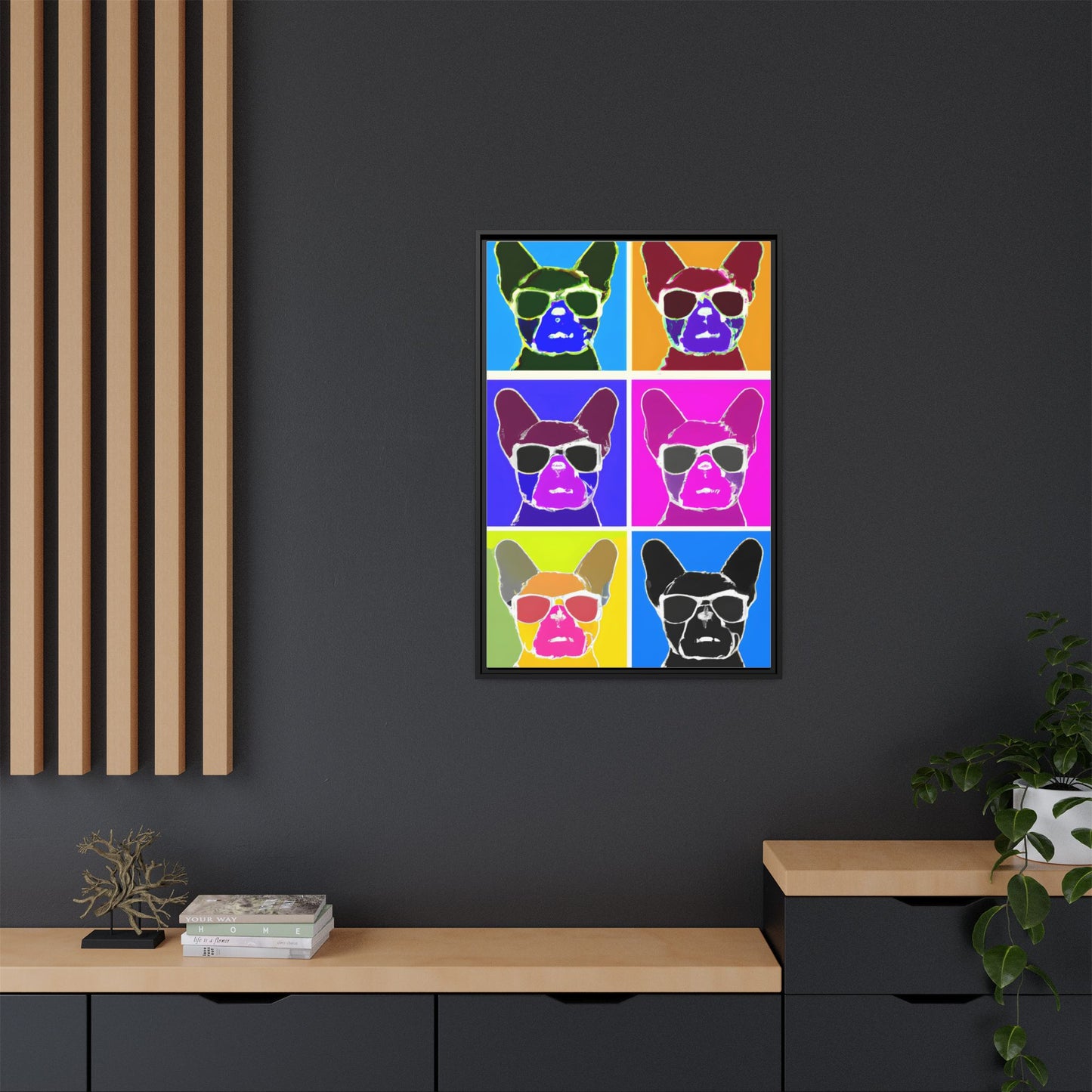 Colorful Dog Art Print - Framed Matte Canvas