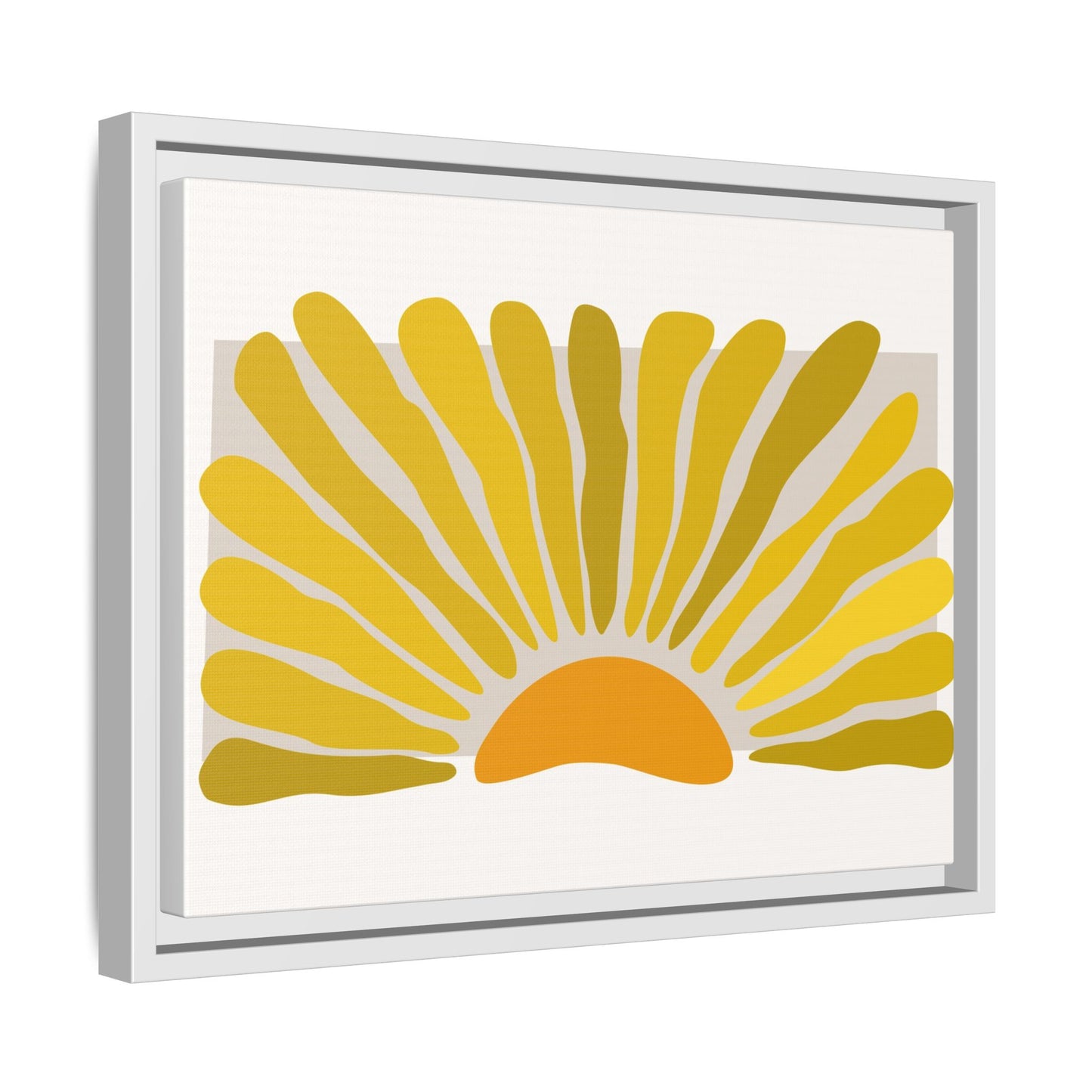Framed Matte Canvas Wall Art, Sunny Abstract Print, Bright Home Decor, Gift for Art Lovers, Retro Style Decoration, Happy Wall Accent