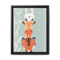 Cute Animal Growth Chart Wall Art, Framed Canvas, Kids Room Decor, Jungle Theme, Baby Shower Gift, Nursery Decoration