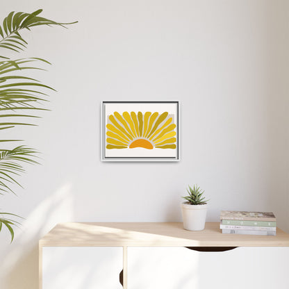Framed Matte Canvas Wall Art, Sunny Abstract Print, Bright Home Decor, Gift for Art Lovers, Retro Style Decoration, Happy Wall Accent