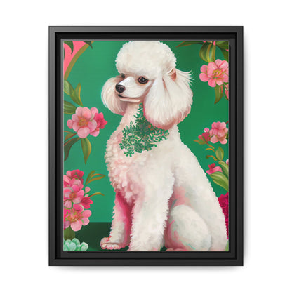 Framed Poodle Canvas Art - Floral Pet Decor for Dog Lovers
