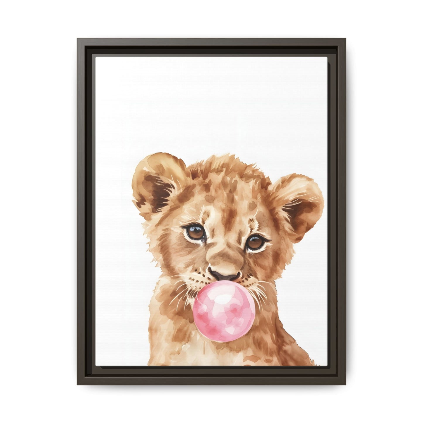 Adorable Lion Cub Canvas Art, Cute Nursery Decor, Framed Wall Art, Baby Shower Gift, Kids Room Decoration, Wild Animal Print