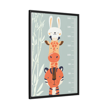 Cute Animal Growth Chart Wall Art, Framed Canvas, Kids Room Decor, Jungle Theme, Baby Shower Gift, Nursery Decoration