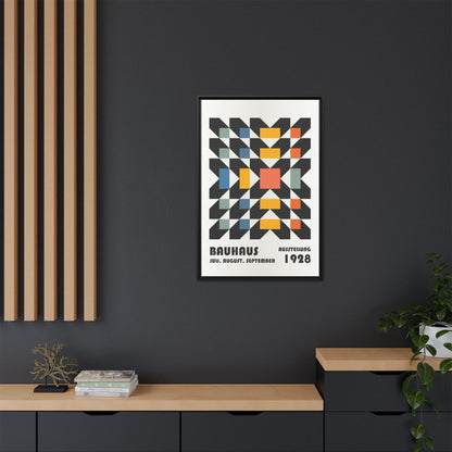 Bauhaus-Inspired Framed Canvas Art - Retro Multi-Color Wall Decor
