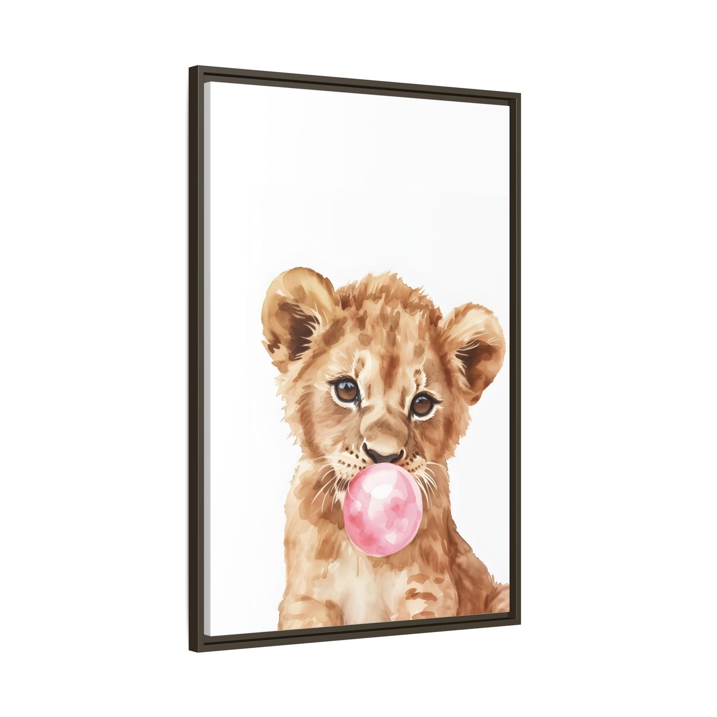 Adorable Lion Cub Canvas Art, Cute Nursery Decor, Framed Wall Art, Baby Shower Gift, Kids Room Decoration, Wild Animal Print