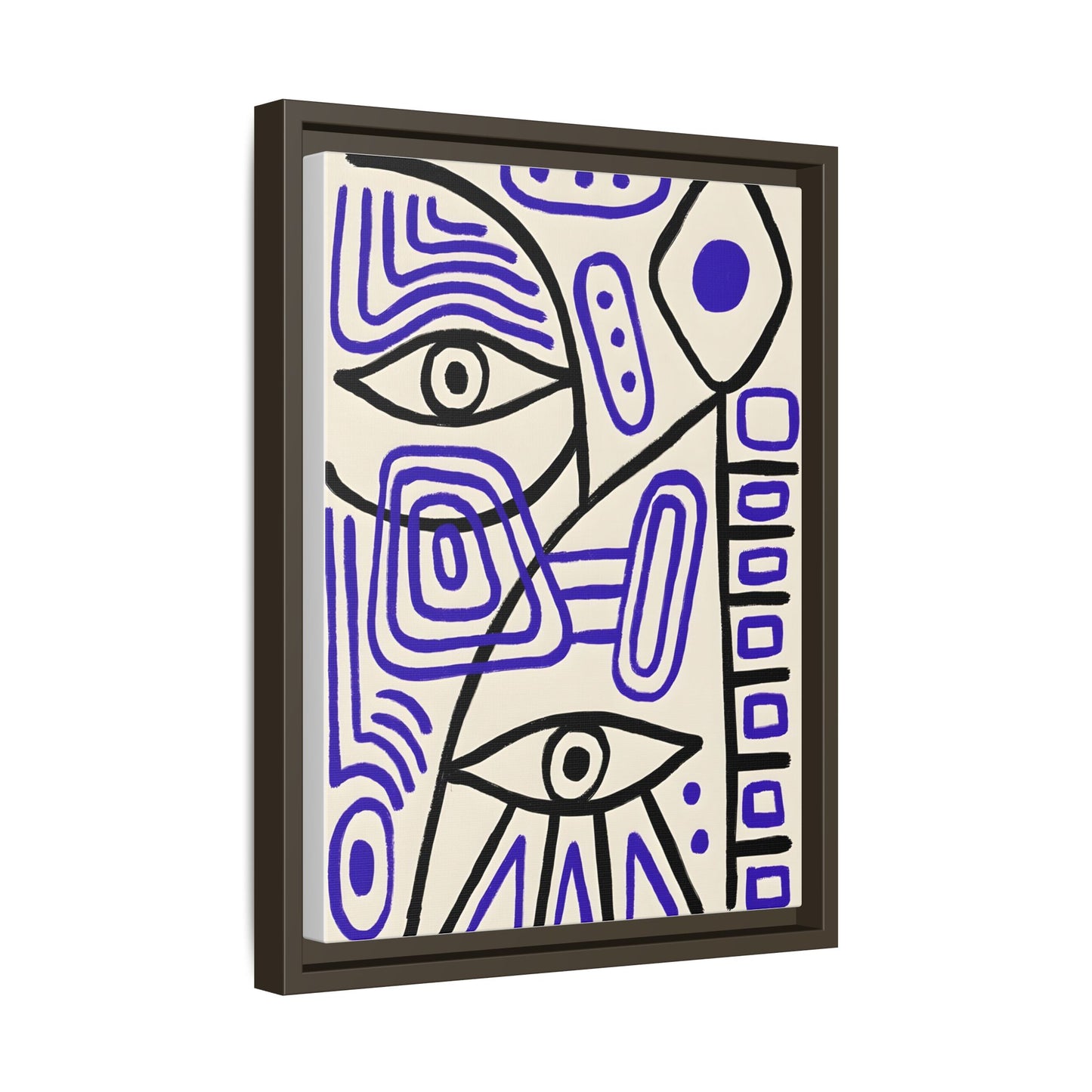 Abstract Line Art Canvas Print - Modern Black and Purple Framed Artwork