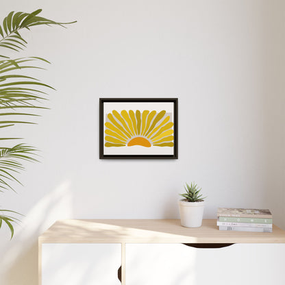 Framed Matte Canvas Wall Art, Sunny Abstract Print, Bright Home Decor, Gift for Art Lovers, Retro Style Decoration, Happy Wall Accent