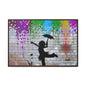 Framed Multi-Color Canvas Art - Playful Umbrella Dance
