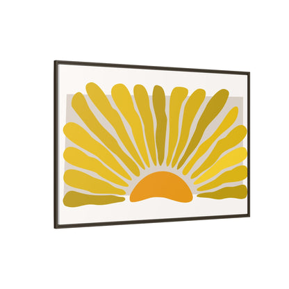 Framed Matte Canvas Wall Art, Sunny Abstract Print, Bright Home Decor, Gift for Art Lovers, Retro Style Decoration, Happy Wall Accent