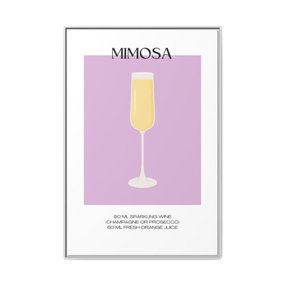 Mimosa Recipe Canvas Wall Art, Framed Home Decor, Kitchen Wall Art, Brunch Decoration, Gift for Foodies, Modern Art Print