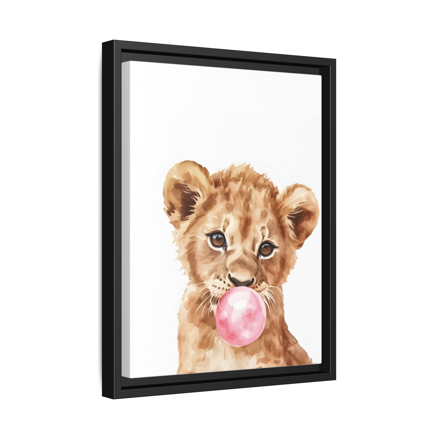 Adorable Lion Cub Canvas Art, Cute Nursery Decor, Framed Wall Art, Baby Shower Gift, Kids Room Decoration, Wild Animal Print